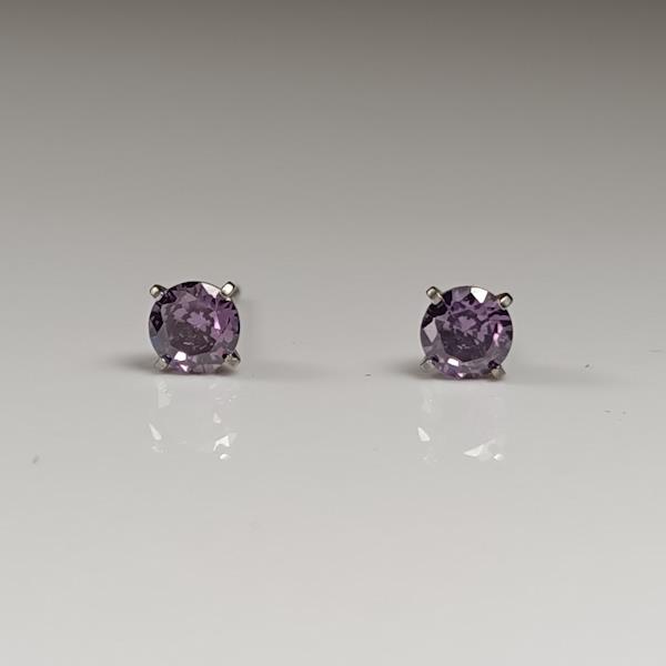 February Birthstone Studs – CZ Amethyst